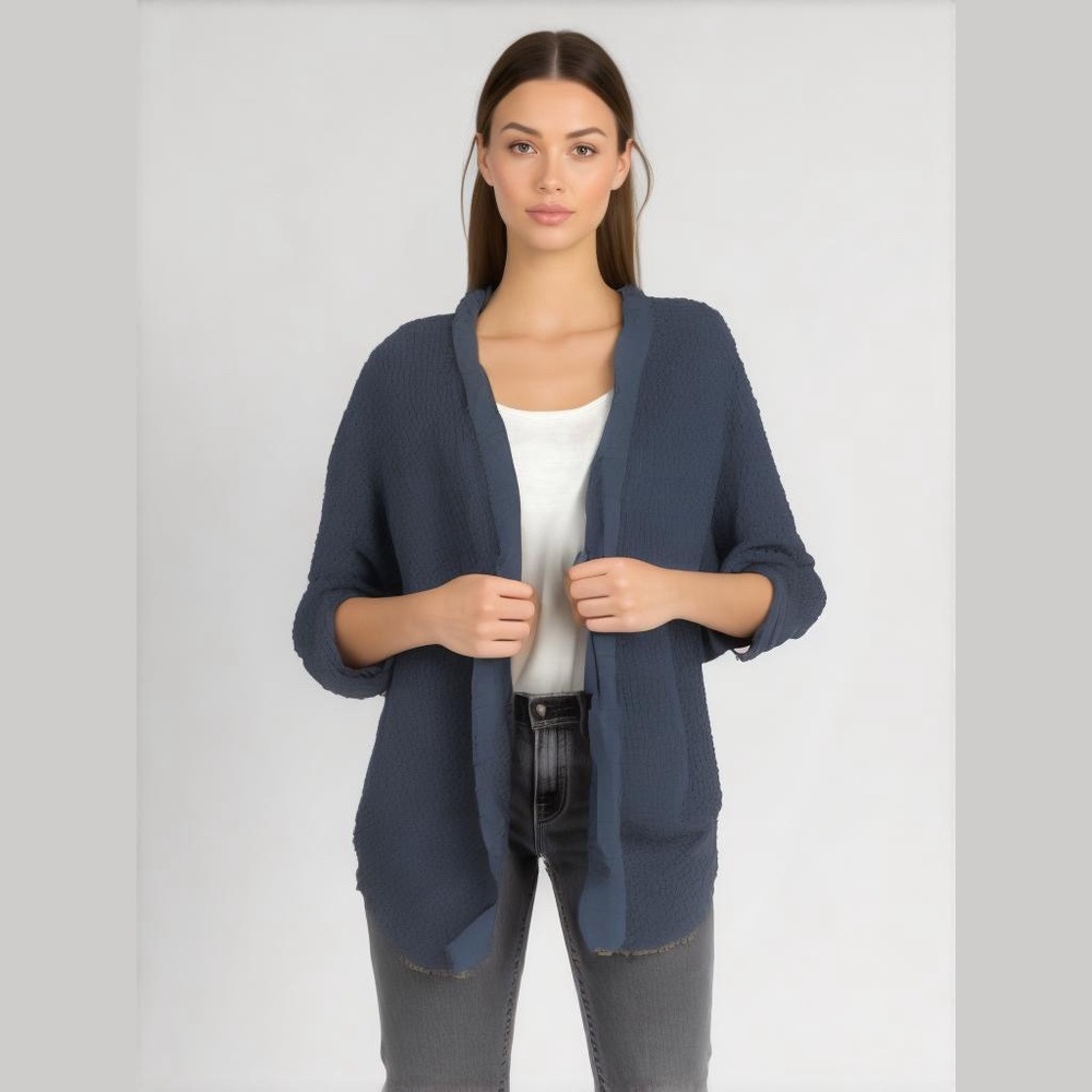 Black Chenille Open-Knit Cardigan Sweater Size XL